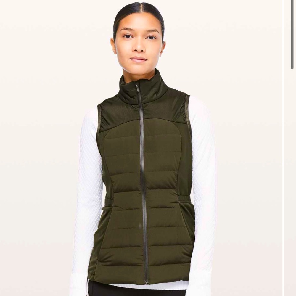 Olive Lululemon down for it all vest Sz 6